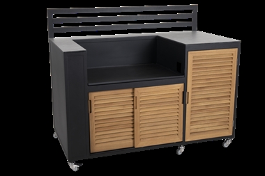Brafab Fornax udekøkken Grillmodul - sort stel med teak og hpl 