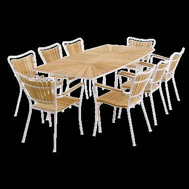Mandalay Marguerit havesæt L200 cm - bord med 8 stole - hvid