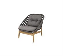 Cane-line Strington loungestol - inklusiv hynder - Dark grey og teak