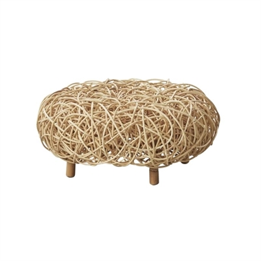 Fodskammel i naturlig rattan - cane-line loop