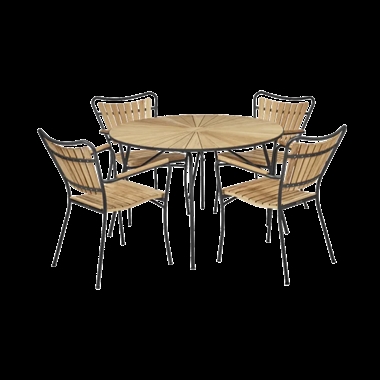 Mandalay Marguerit havesæt ø110 cm - bord med 4 stole - antracit