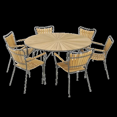 Mandalay Marguerit havesæt ø140 cm - bord med 6 stole - antracit 