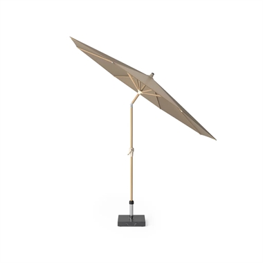 Platinum Riva parasol ø3.0 - Teak look med Taupe stof