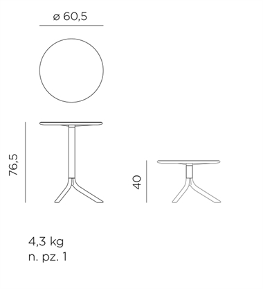 Nardi Spritz cafebord ø 60 cm - senape