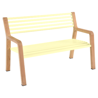 Fermob Somerset havebænk i Aluminium og Teak - Frosted lemon 