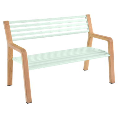Fermob Somerset havebænk i Aluminium og Teak - ice mint